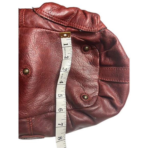 Frye Brooke Leather Studded Bucket Bag with Drawstring Red/ Burgundy - Picture 5 of 10